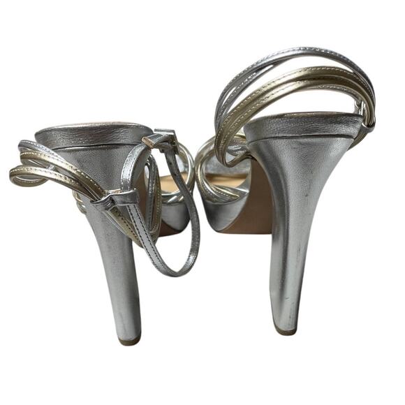 Veronic Beard Fletcher Metallic Chunky Platform Heel Sandals Two Tone Size 10.5M - Picture 5 of 9